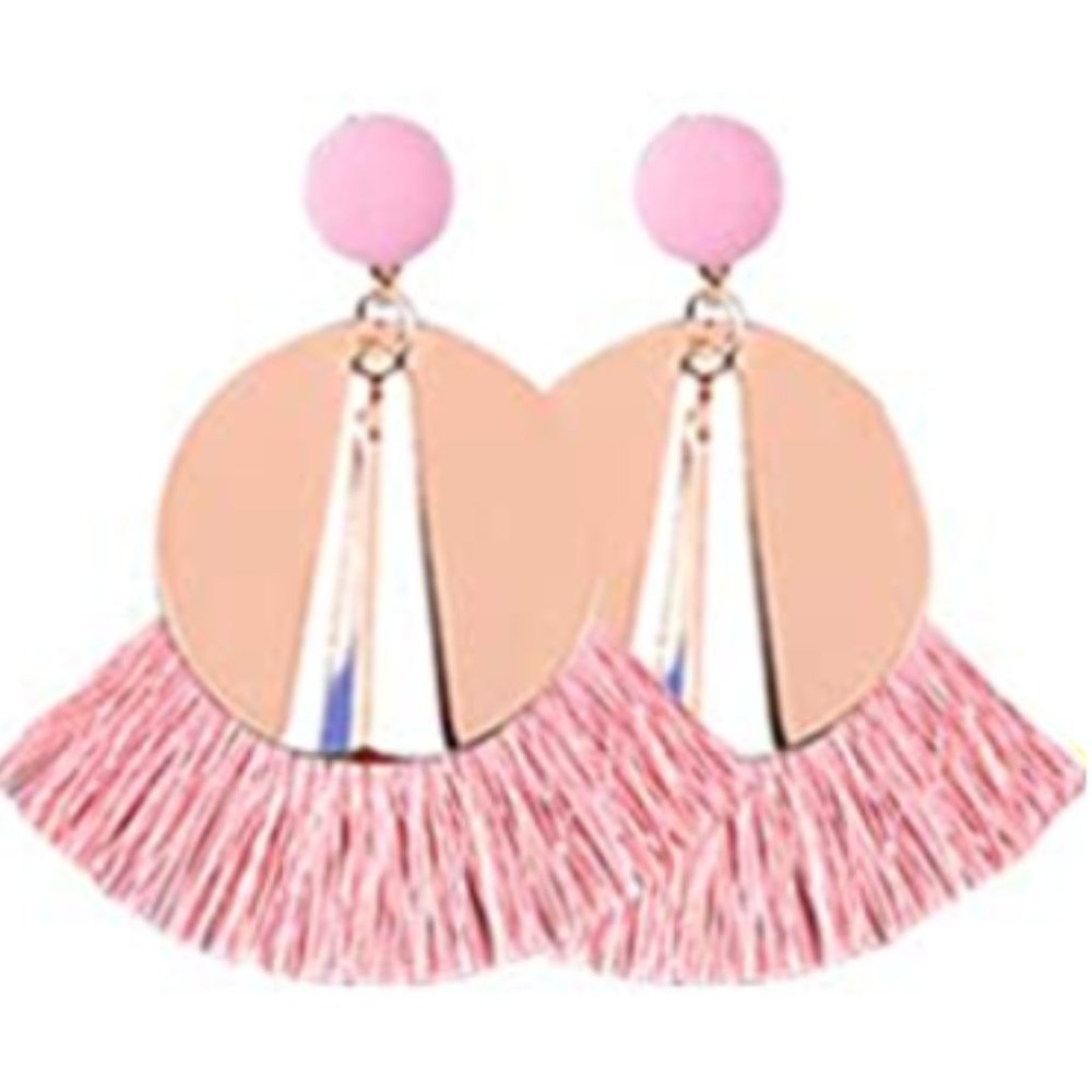 3 for $25 Pink Fan Thread Earrings